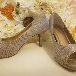 Sparkly special occasion peep toe heels